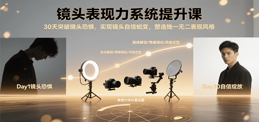 镜头表现力系统提升课，30天突破镜头恐惧实现自信蜕变，塑造独一无二表现风格-玩备项目资源网