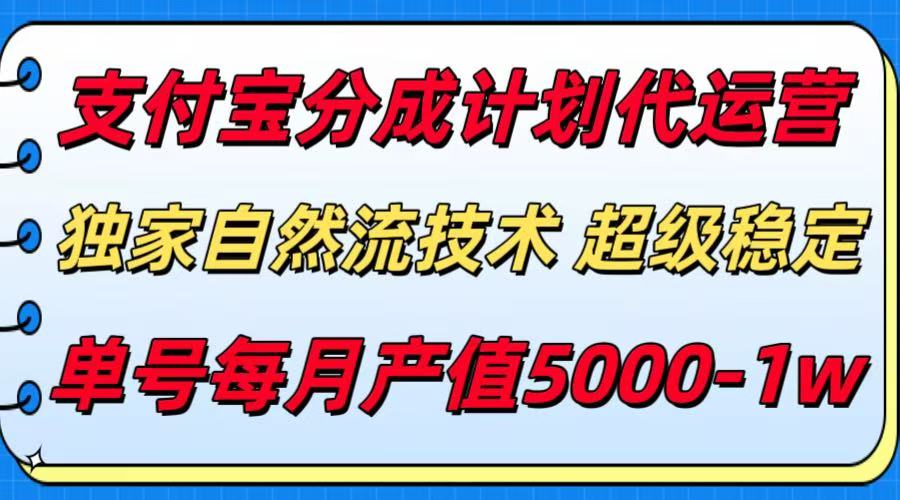 支付宝分成计划代运营，独家自然流技术，收益稳定，单号月产5000＋-玩备项目资源网