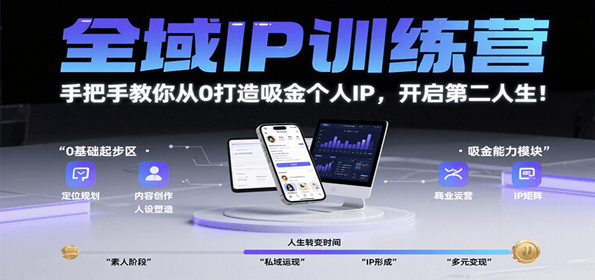 全域IP训练营，手把手教你从0打造吸金个人IP，开启第二人生！-玩备项目资源网