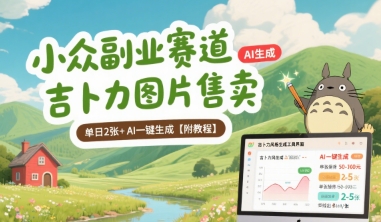 小众副业赛道 吉卜力图片售卖 单日2张+ AI一键生成【附教程】-玩备项目资源网