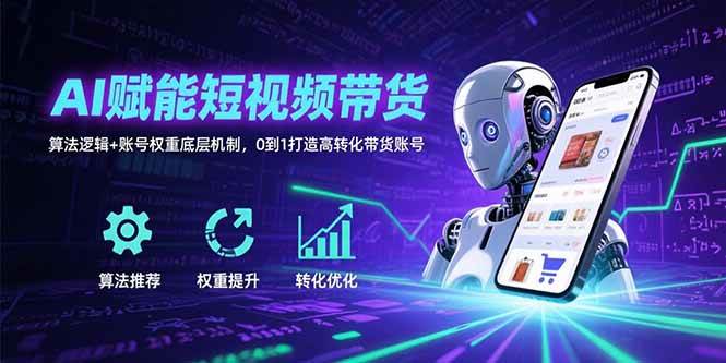 （15563期）AI赋能短视频带货：算法逻辑+账号权重底层机制，0到1打造高转化带货账号-玩备项目资源网