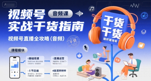 视频号实战干货指南，视频号直播全攻略（音频）-玩备项目资源网
