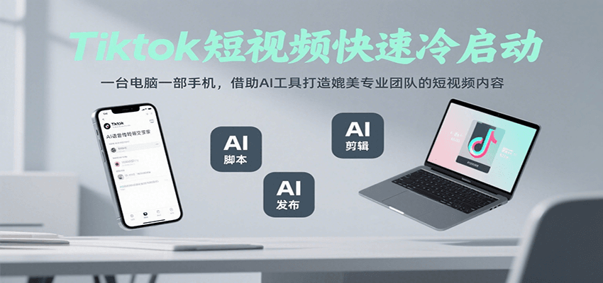 Tiktok短视频快速冷启动，一台电脑一部手机，借助AI工具打造媲美专业团队的短视频内容-玩备项目资源网