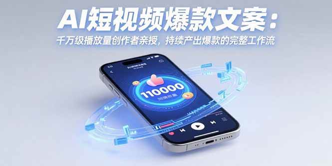 （15569期）AI短视频爆款文案：千万级播放量创作者亲授，持续产出爆款的完整工作流-玩备项目资源网