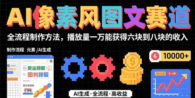 （15572期）AI像素风图文赛道：全流程制作方法，播放量一万能获得6块到8块的收入-玩备项目资源网