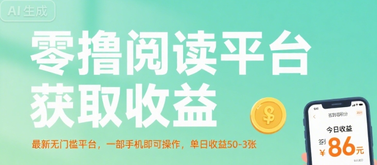 零撸阅读平台获取收益，最新无门槛平台，一部手机即可操作，单日收益50-3张【揭秘】-玩备项目资源网