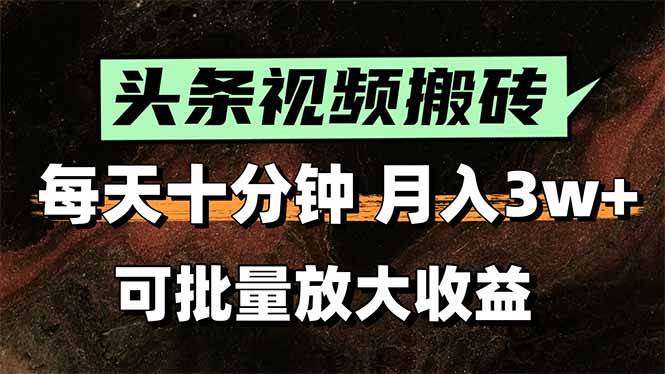 （15582期）2025最新副业玩法！AI全自动搬运视频发头条，无脑发布也能月入过万！-玩备项目资源网