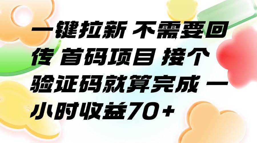（15588期）一键拉新 不需要回传 首码项目 接个验证码就算完成 一小时收益70+-玩备项目资源网