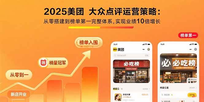 （15602期）2025美团 大众点评运营策略:从零搭建到榜单第一完整体系,实现业绩10倍增长-玩备项目资源网
