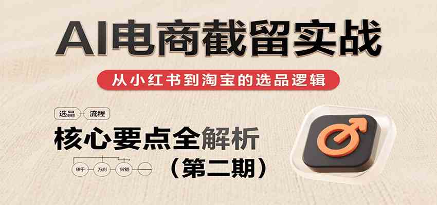 AI电商截留实战，小红书、淘宝等电商平台选品思路及核心要点（第二期）-玩备项目资源网