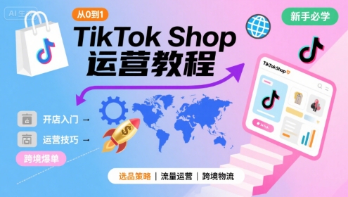 TikTok Shop从0到1运营教程，TikTok跨境电商新手必学课程-玩备项目资源网