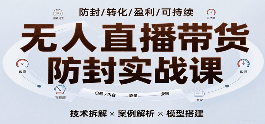 无人直播带货防封实战课，7天掌握高转化直播技术，实现单场GMV破万可持续模型-玩备项目资源网