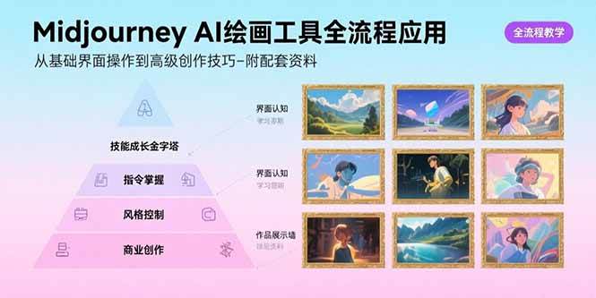 （15628期）Midjourney AI绘画工具全流程应用，从基础界面操作到高级创作-附配套资料-玩备项目资源网