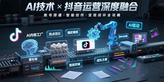 （15630期）AI技术与抖音运营的深度融合应用：涵盖账号搭建、内容创作、收益变现等-玩备项目资源网