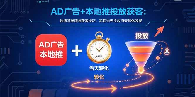 （15637期）AD广告+本地推投放获客：快速掌握精准获客技巧，实现当天投放当天转化效果-玩备项目资源网