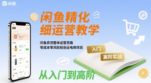 闲鱼精细化运营入门+高阶实战教学，闲鱼卖货整体运营思路，零成本零风险轻创业电商项目-玩备项目资源网