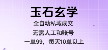 玉石玄学全自动私域成交，一单99每天十单以上，无需人工和矩阵账号，蓝海项目直接干【揭秘】-玩备项目资源网