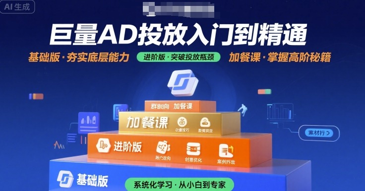 巨量AD投放入门到精通，基础版+进阶版+加餐课-玩备项目资源网