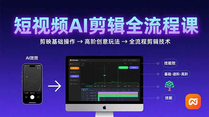 （15647期）短视频AI剪辑技能，从剪映基础操作到高阶创意玩法，全流程剪辑技术-玩备项目资源网