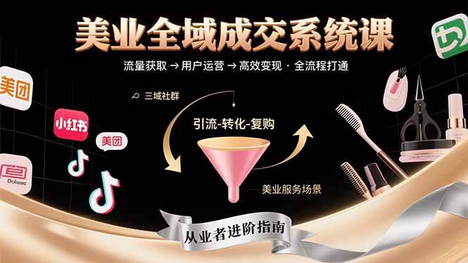 （15650期）美业全域成交系统课程：帮助美业从业者打通从流量获取到高效变现全流程-玩备项目资源网