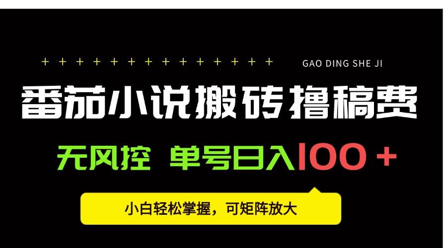 （15651期）番茄小说创作人搬砖赚稿费，无风控单号日入100＋，小白轻松掌握，可矩…-玩备项目资源网