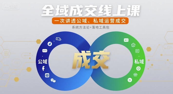 全域成交线上课，一次讲透公域、私域运营成交-玩备项目资源网