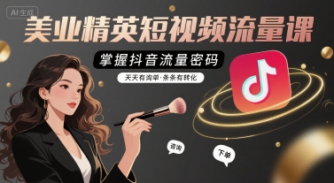 美业精英短视频流量课，掌握抖音流量密码，天天有询单，条条有转化-玩备项目资源网