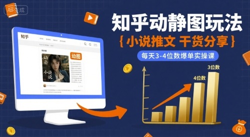 小说推文干货分享之知乎动静图玩法，每天3-4位数爆单实操课-玩备项目资源网