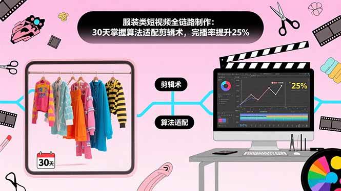 （15655期）服装类短视频全链路制作：30天掌握算法适配剪辑术，完播率提升25%-玩备项目资源网