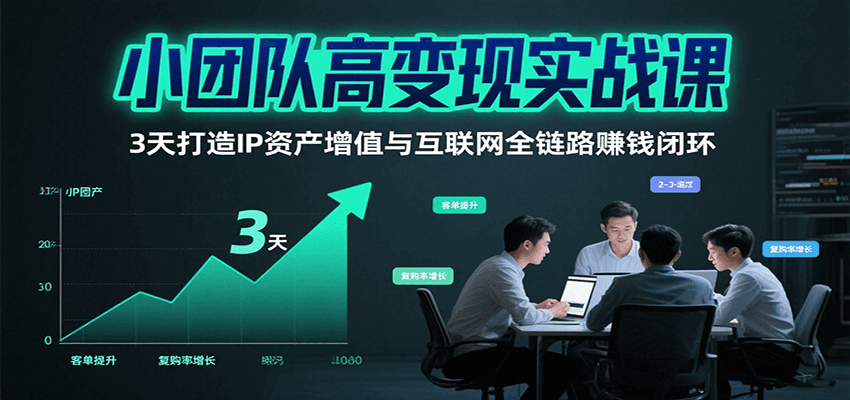 小团队高变现实战课，3天打造IP资产增值与互联网全链路赚钱闭环（第二期）-玩备项目资源网