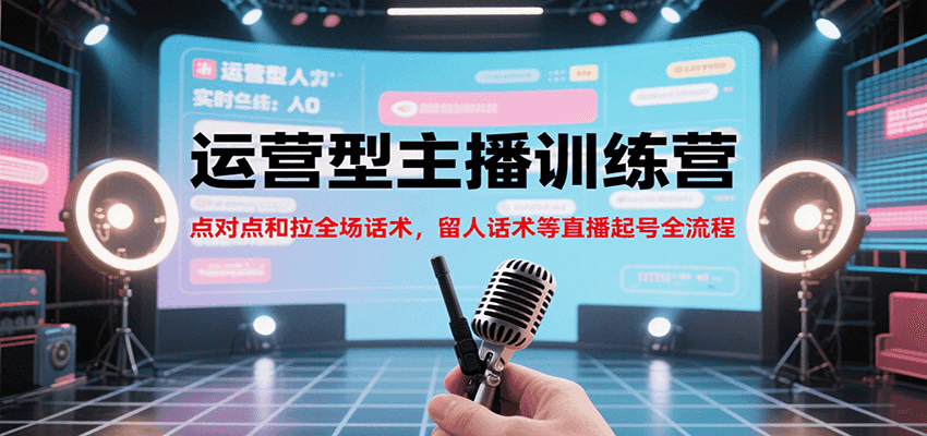 运营型主播训练营，点对点和拉全场话术，留人话术等直播起号全流程（更新8月）-玩备项目资源网