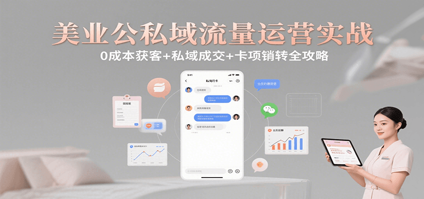 美业公私域流量运营实战：0成本获客+私域成交+卡项销转全攻略-玩备项目资源网