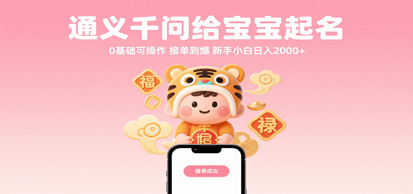 通义千问给宝宝起名 0基础可操作 接单到爆 新手小白日入2000+-玩备项目资源网