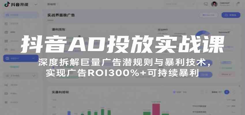 抖音AD投放实战课，深度拆解巨量广告潜规则与暴利技术，实现广告ROI300%+可持续暴利-玩备项目资源网