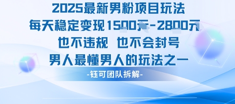 2025最新男粉项目玩法每天变现1k+也不违规也不会封号男人最懂男人的玩法-玩备项目资源网