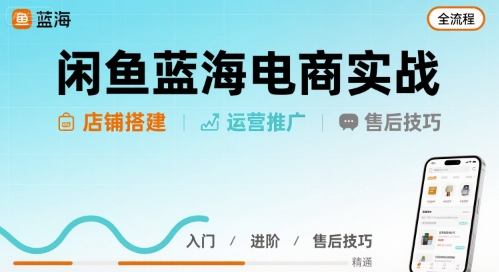闲鱼蓝海电商实战，店铺搭建运营售后全流程-玩备项目资源网