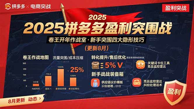 （15687期）2025拼多多盈利突围战：卷王开年作战室，新手突围四大隐形技巧(更新8月)-玩备项目资源网