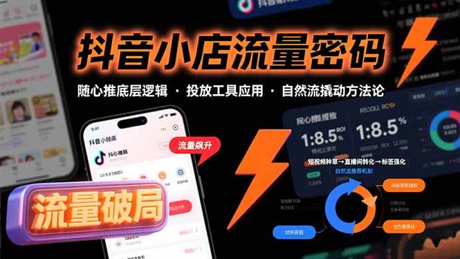 （15680期）抖音小店流量密码，随心推底层逻辑，投放工具应用，自然流撬动核心方法论-玩备项目资源网