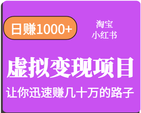淘宝OR小红书虚拟变现，日赚1000+，多账号操作年收入几十W不等-玩备项目资源网