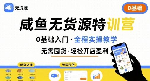 无货源特训营，0基础带你玩转咸鱼无货源-玩备项目资源网