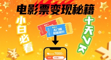 小白必看！卖电影票项目，零投入无门槛谁都能做，十天到手 7k，照做就行【揭秘】-玩备项目资源网