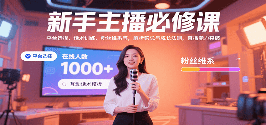 新手主播必修课：平台选择、话术训练、粉丝维系等，解析禁忌与成长法则，突破直播能力-玩备项目资源网