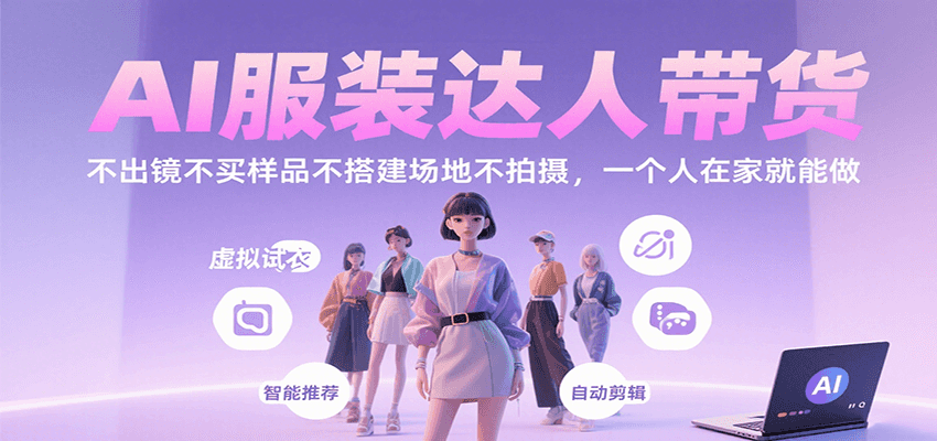 AI服装达人带货，不出镜不买样品不搭建场地不拍摄，一个人在家就能做-玩备项目资源网