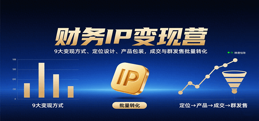 财务IP变现营：9大变现方式、定位设计、产品包装，成交与群发售批量转化-玩备项目资源网