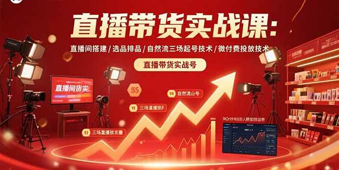 （15729期）直播带货实战课：直播间搭建/选品排品/自然流三场起号技术/微付费投放技术-玩备项目资源网