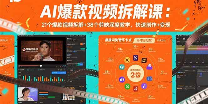 （15741期）AI爆款视频拆解课：21个爆款视频拆解+38个剪映深度教学，快速创作+变现-玩备项目资源网