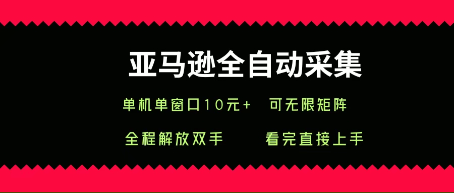 （15704期）亚马逊全自动采集，单机单窗口一天10+，可无限矩阵去做-玩备项目资源网