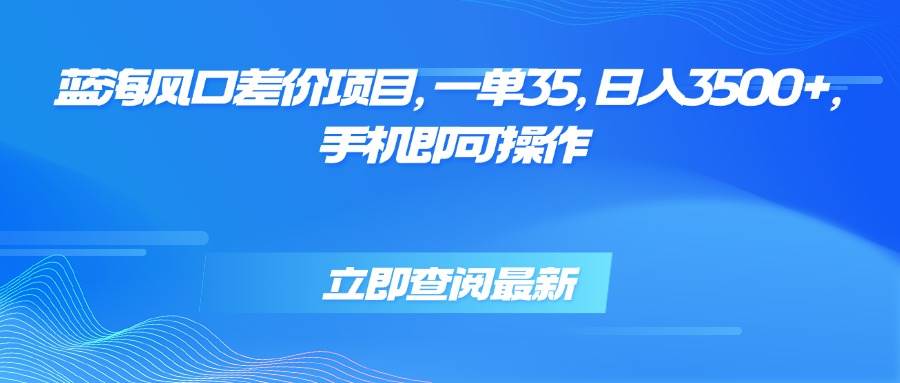 （15714期）蓝海风口差价项目，一单35，日入3500+，手机即可操作-玩备项目资源网