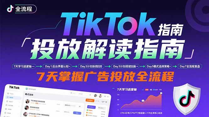（15753期）TikTok投放解读指南：后台操作/计划建立/模式选择，7天掌握广告投放全流程-玩备项目资源网