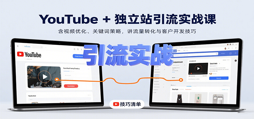 YouTube+独立站引流实战课：含视频优化、关键词策略，讲流量转化与客户开发技巧-玩备项目资源网